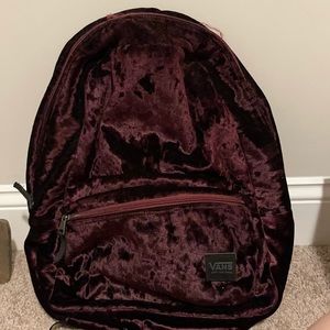 Vans maroon velvet backpack